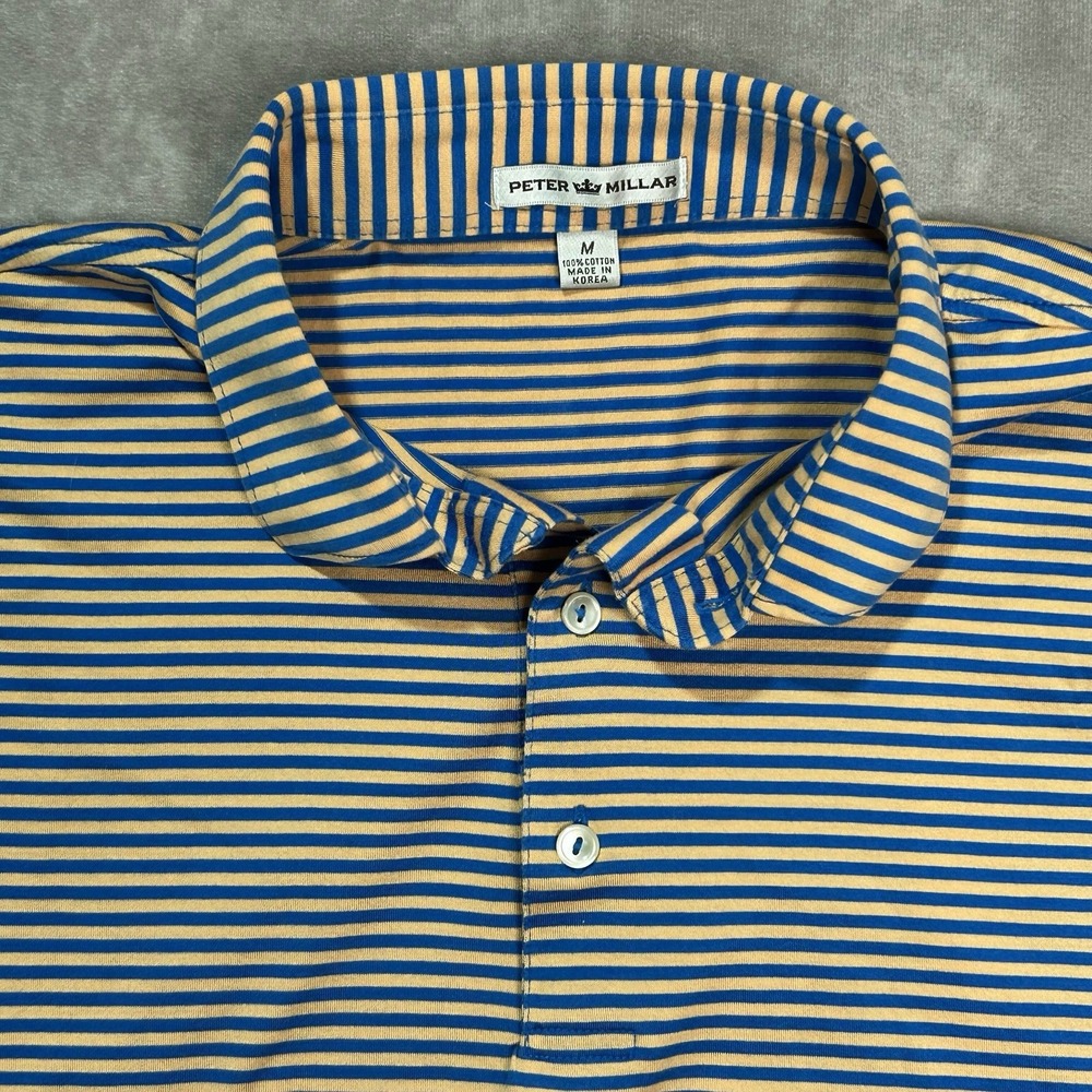 Peter Millar Blue Comfort Polo/Golf Shirt Button Up Mens M Short Sleeve EUC